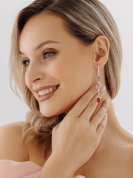 Серьги из серебра с агатами со скидкой