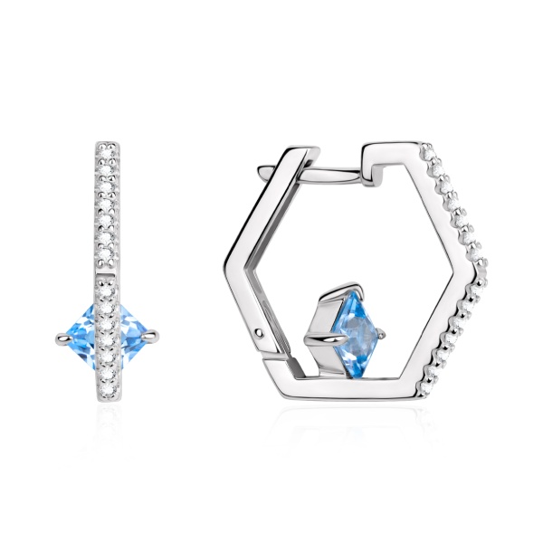 Серьги из серебра с ситаллами и фианитами