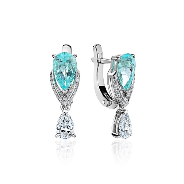 Серьги из золота с турмалинами и бриллиантами