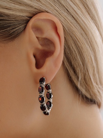 Серьги из серебра с гранатами 2340151183 от KRASNOE, металл Серебро, вставка Гранат