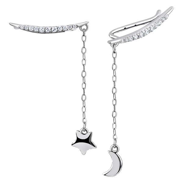 Серьги из серебра с фианитами