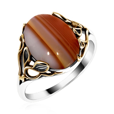 Купить кольцо из серебра  сердоликом в интернет-магазине KRASNOE