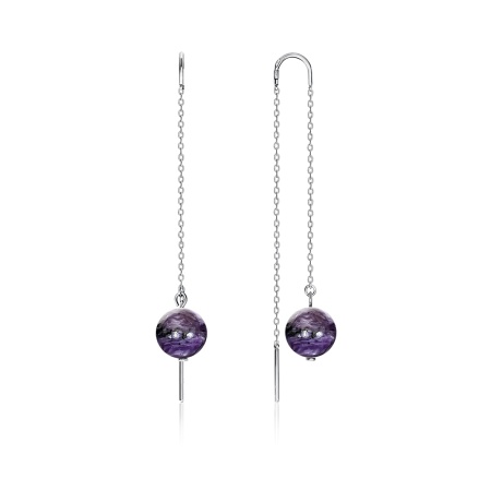 Серьги из серебра с чароитами 2340460710-3 от KRASNOE, металл Серебро, вставка Чароит