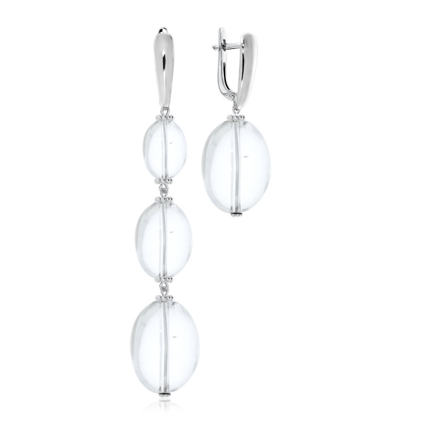 Серьги из серебра с хрусталём 2340521405 от KRASNOE, металл Серебро, вставка Горный хрусталь