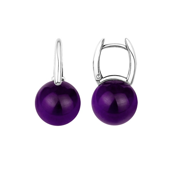 Серьги из серебра с фиолетовыми кристаллами