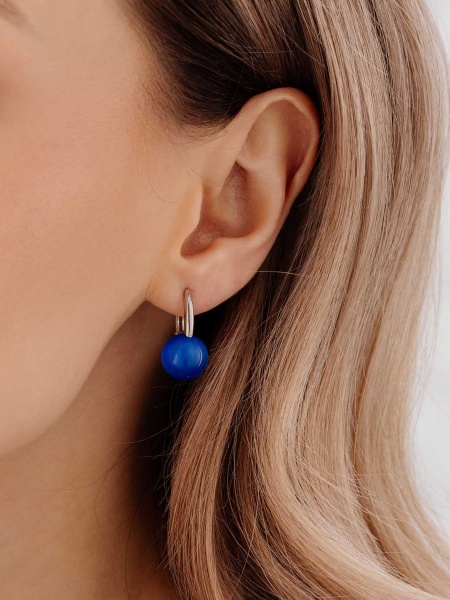 Серьги из серебра с кошачьим глазом