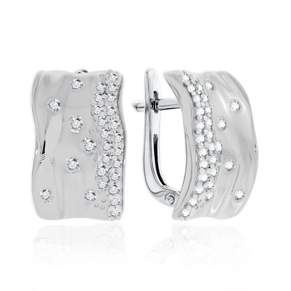 Серьги из серебра с фианитами со скидкой