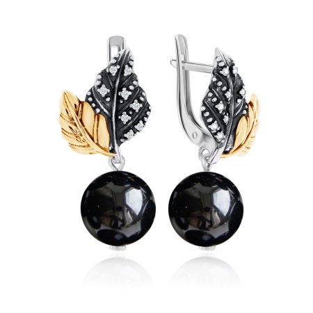 Серьги из серебра с агатами и фианитами