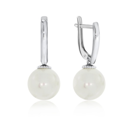 Серьги из серебра с жемчугом 2340240821 от KRASNOE, металл Серебро, вставка Жемчуг Имитация