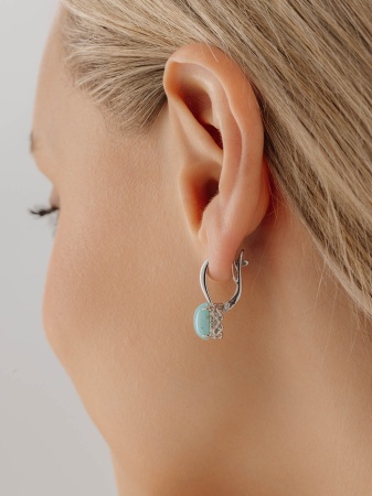 Серьги из серебра с амазонитами 2340371263 от KRASNOE, металл Серебро, вставка Амазонит