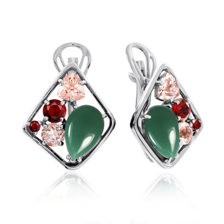 Серьги из серебра с авантюрином 2340361179-1-60 от KRASNOE, металл Серебро, вставка Авантюрин Натур.