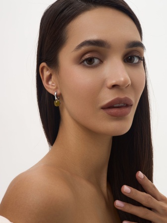 Серьги из серебра с кошачьим глазом