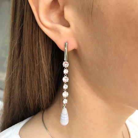 Серьги из серебра с агатами и фианитами 2340391512-84 от KRASNOE, металл Серебро, вставка Агат