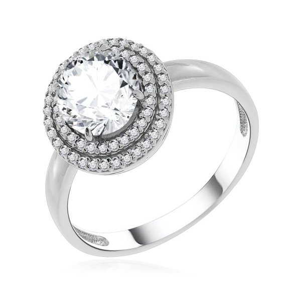 Кольцо из серебра с фианитами со скидкой