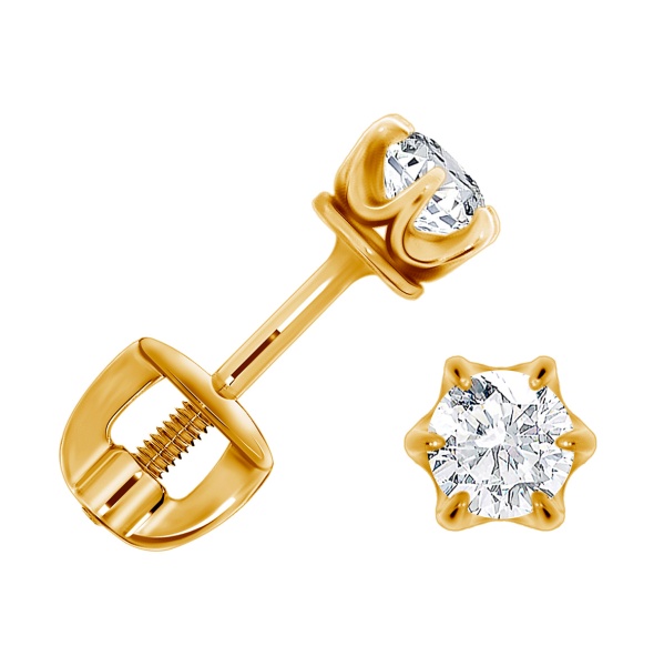 Пусеты из серебра с фианитами Пусеты из серебра с фианитами