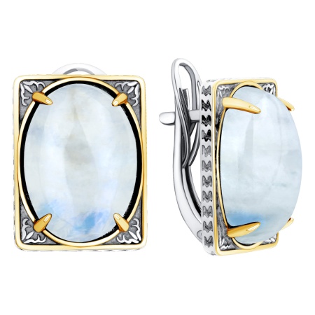 Серьги из серебра с лунным камнем