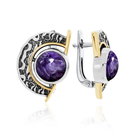 Серьги из серебра 2317462390 от KRASNOE, металл Серебро, вставка Чароит