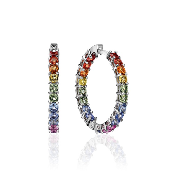 Серьги из золота с мультисапфирами iridescent glow 2740032687-99 от KRASNOE, металл Золото, вставка Сапфир