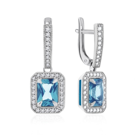 Серьги из серебра с ситаллами и фианитами 2340881806л-1-78 от KRASNOE, металл Серебро, вставка Ситалл