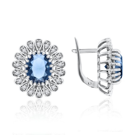 Серьги из серебра с ситаллами и фианитами 2340880251-76 от KRASNOE, металл Серебро, вставка Ситалл