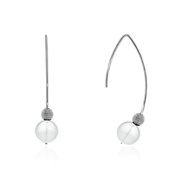 Серьги из серебра с хрусталём 2340521068 от KRASNOE, металл Серебро, вставка Горный хрусталь