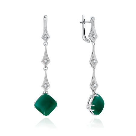 Серьги из серебра с агатами и фианитами 2340391203-60 от KRASNOE, металл Серебро, вставка Агат