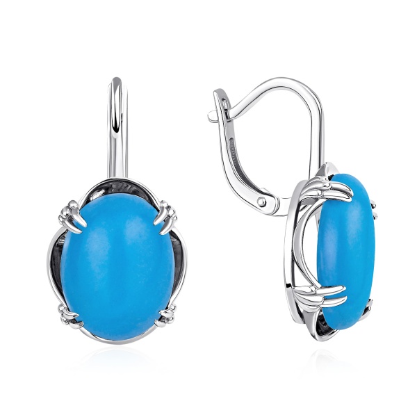 Серьги из серебра с бирюзой со скидкой