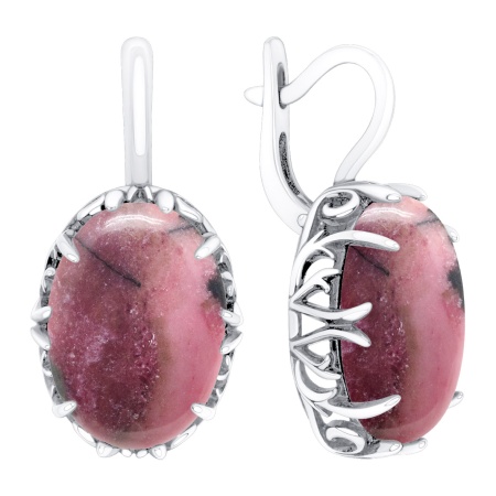Серьги из серебра с родонитами