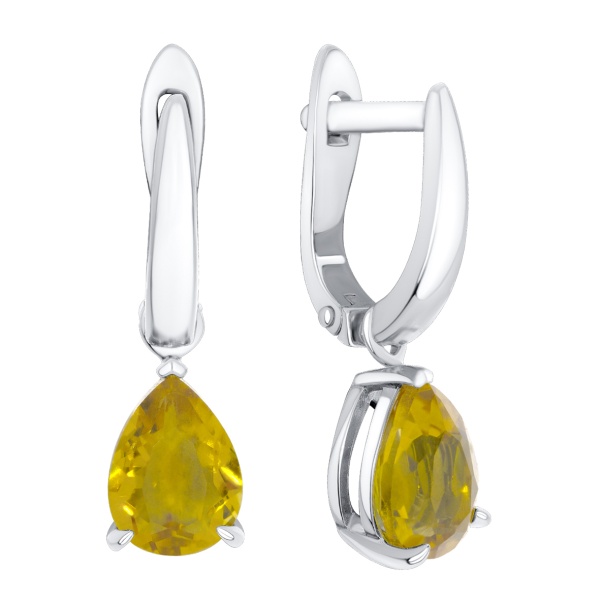 Серьги из серебра с цитрином