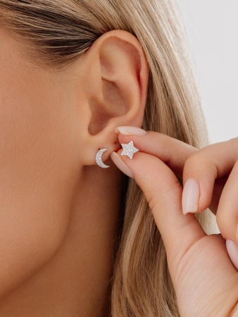 Пусеты из серебра с фианитами