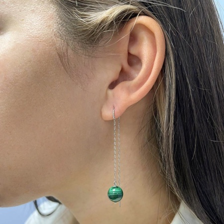 Серьги из серебра с малахитами