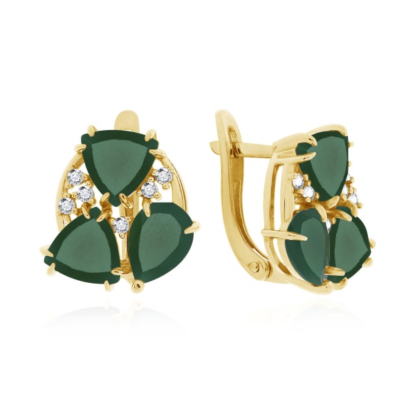 Серьги из серебра с агатами и фианитами со скидкой