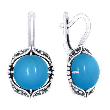 Серьги из серебра с бирюзой 2310Б25767 от KRASNOE, металл Серебро, вставка Бирюза i