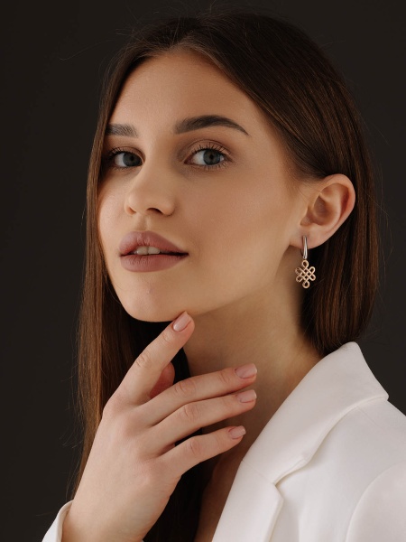 Серьги из серебра без вставок 2350401643 от KRASNOE, металл Серебро, вставка Без вставок