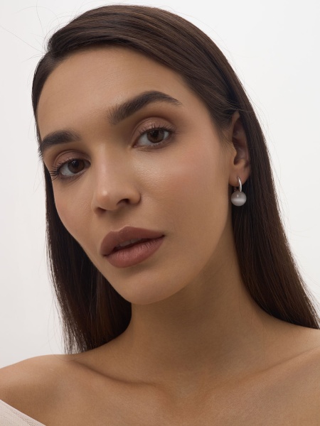 Серьги из серебра  2340264318-21 от KRASNOE, металл Серебро, вставка Кошачий глаз