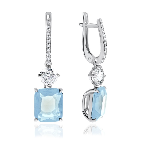 Серьги из серебра с фианитами