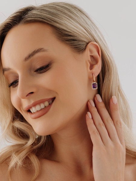 Серьги из серебра с аметист со скидкой