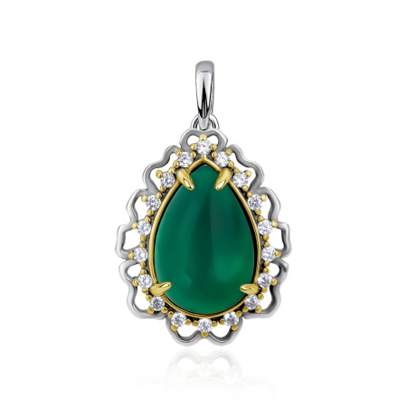 Купить подвеска из серебра с агатом и фианитами