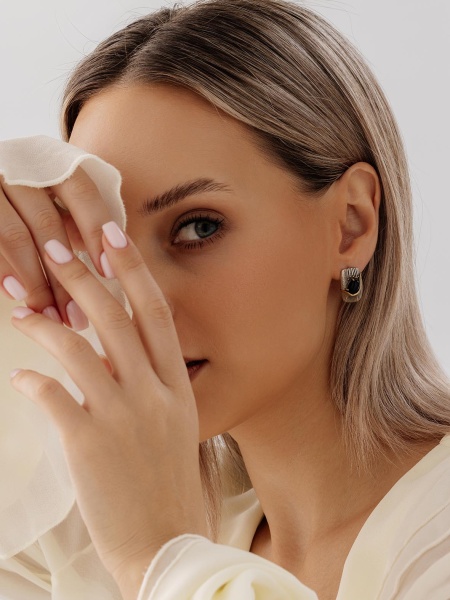 Серьги из серебра с агатами