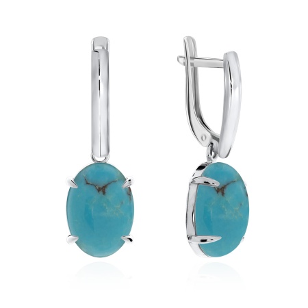 Серьги из серебра с бирюзой 2340312314 от KRASNOE, металл Серебро, вставка Бирюза