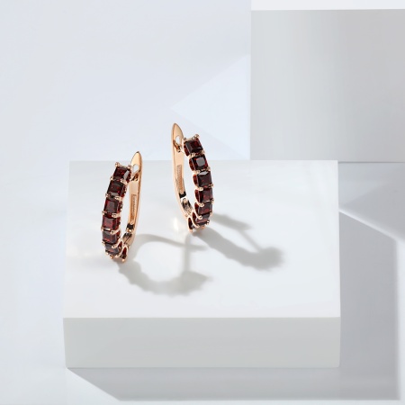 Серьги из золота с гранатами Love Story 2100152755 от KRASNOE, металл Золото, вставка Гранат