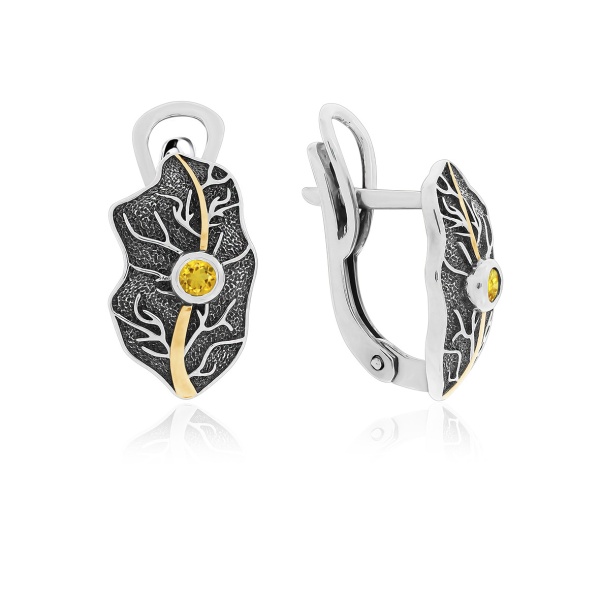 Серьги из серебра с цитрином