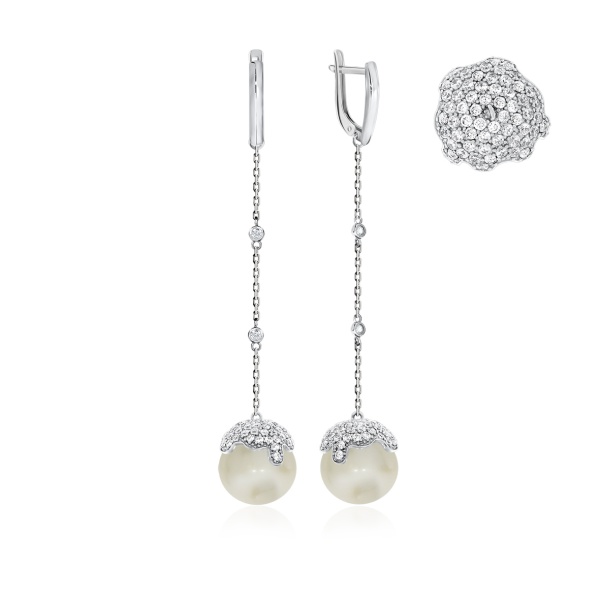 Серьги из серебра с жемчугом со скидкой