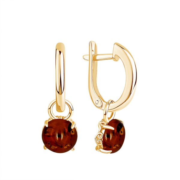 Серьги из серебра с янтарём 2320481791 от KRASNOE, металл Серебро, вставка Янтарь