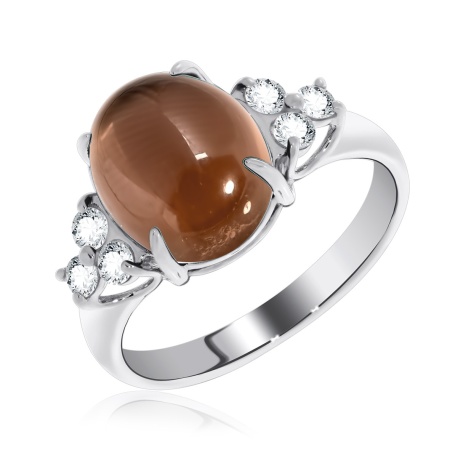 Купить кольцо из серебра с топазом и фианитами в интернет-магазине KRASNOE