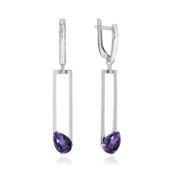 Серьги из серебра с чароитами