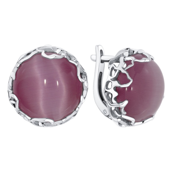 Серьги из серебра с кошачьим глазом