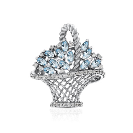 Брошь из серебра с кристалл ювелирныйами и фианитами