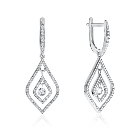 Серьги из серебра с фианитами 2340200764л от KRASNOE, металл Серебро, вставка Фианит