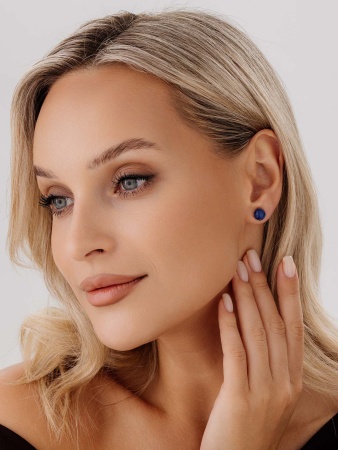 Пусеты из серебра с лазуритами